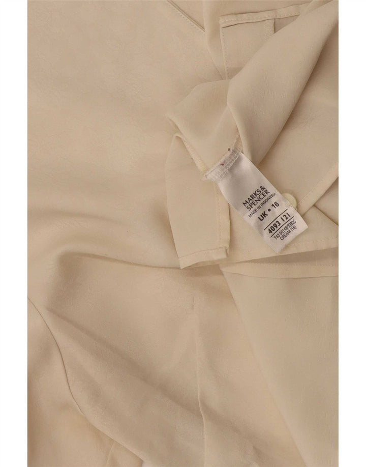 Blusa feminina de manga curta Marks & Spencer Reino Unido 16 grande bege