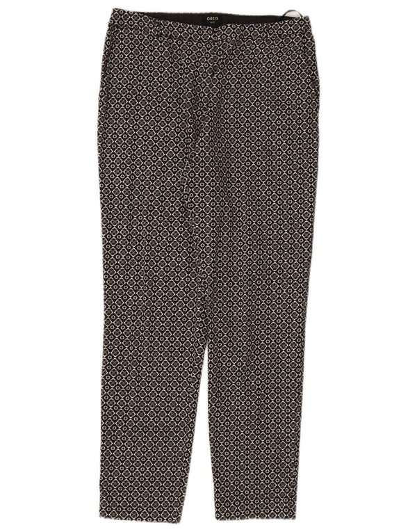 Calça chino reta feminina Oasis UK 10 pequena W30 L28 preta floral