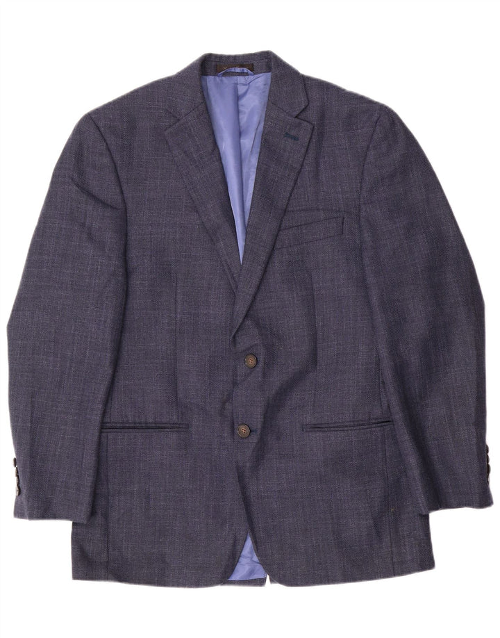 Jaqueta blazer masculina com 2 botões CHAPS Reino Unido 38 poliéster azul marinho médio