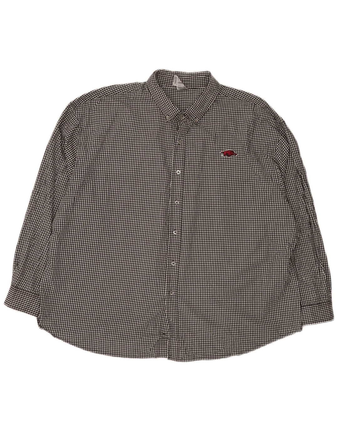RUSSELL ATLÉTICO Masculino Arkansas Razorbacks Camisa 3XL Algodão Gingham Preto