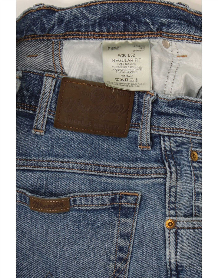 Wrangler masculino regular fit jeans reto W36 L32 algodão azul