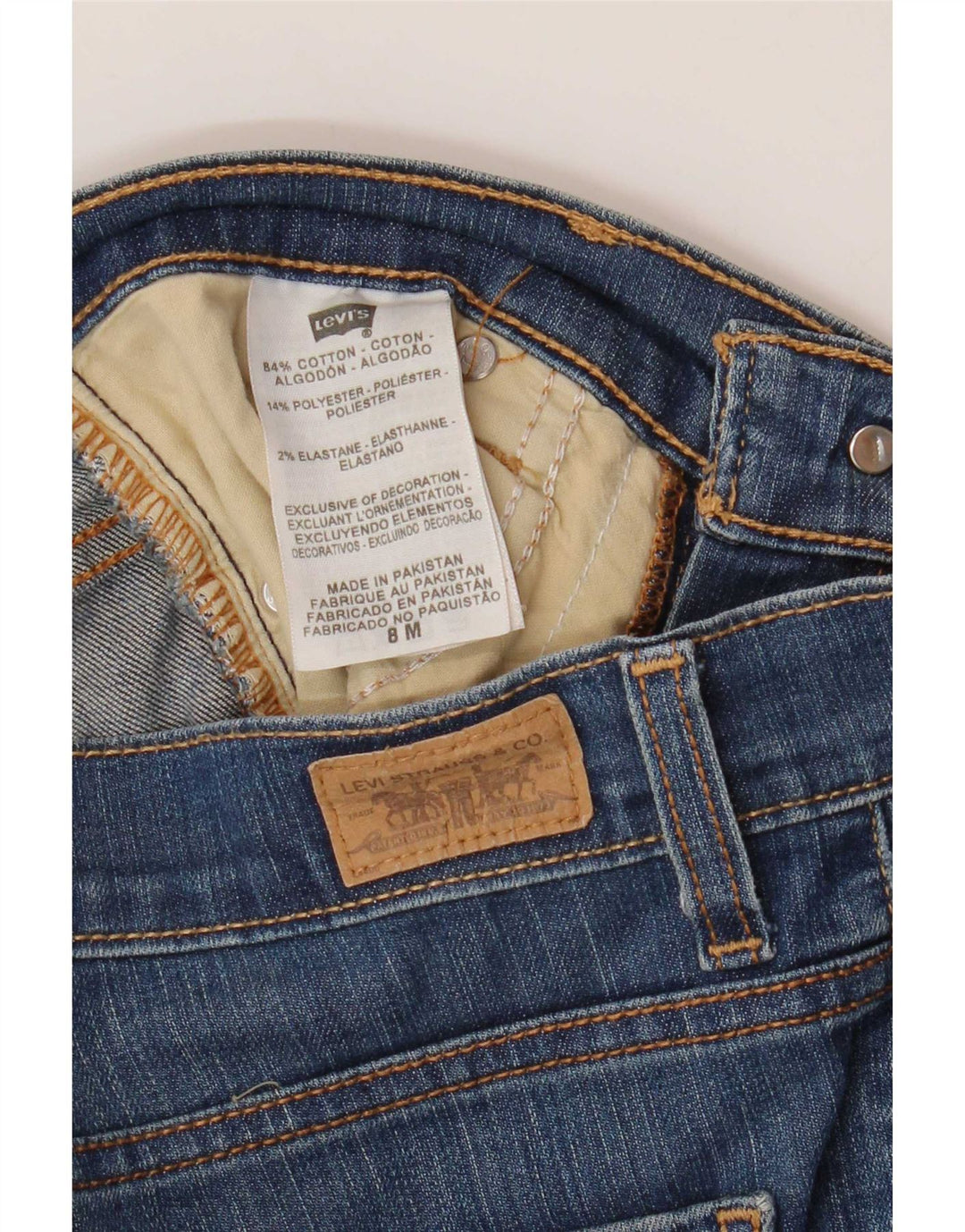 Calça jeans feminina Levi's 512 Perfectly Slimming Bootcut US 8 Médio W30 L31 Azul