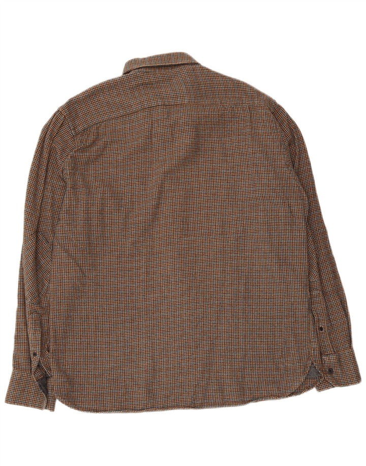 Camisa masculina de flanela Blue Harbor da Marks & Spencer, marrom médio, houndstooth