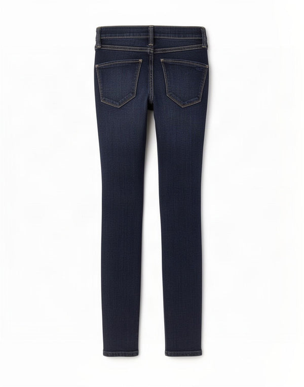 Calça jeans feminina Hollister desgastada US 00 2XS W23 L26 azul marinho