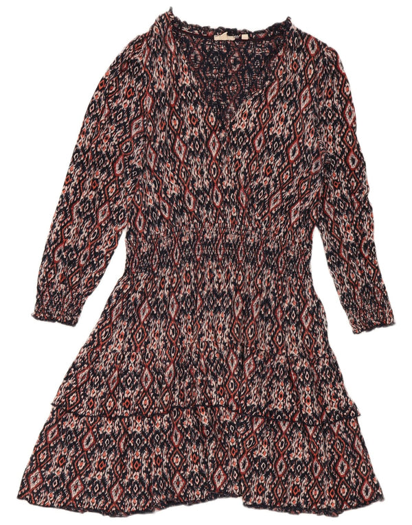 Fat Face Womens Empire Dress UK 14 Large Burgundy Ikat Cotton