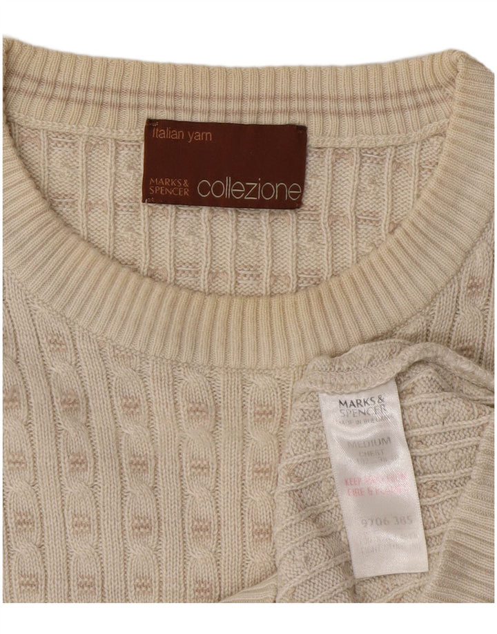 Suéter masculino Marks & Spencer com gola redonda e acrílico branco médio