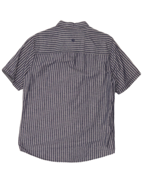 Camisa de manga curta masculina Fat Face algodão listrado azul pequeno