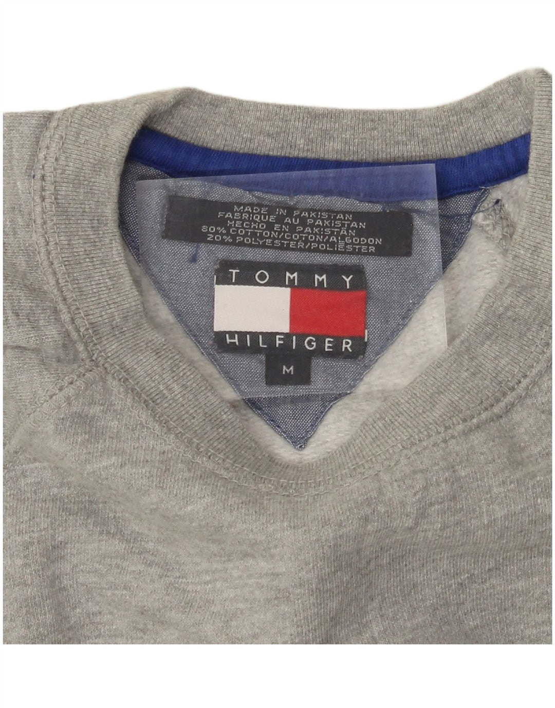 TOMMY HILFIGER Suéter masculino com capuz cinza médio algodão colorblock