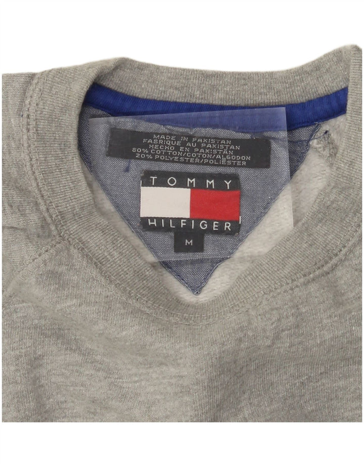 TOMMY HILFIGER Suéter masculino com capuz cinza médio algodão colorblock