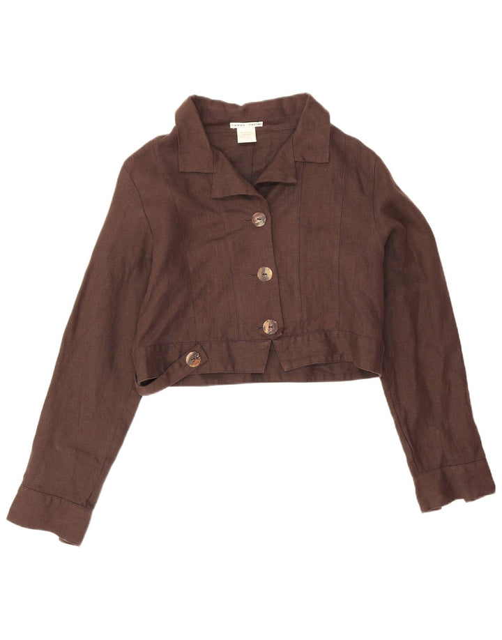 Jaqueta bomber feminina superdimensionada Sarah Pacini EUA 2 XS linho marrom