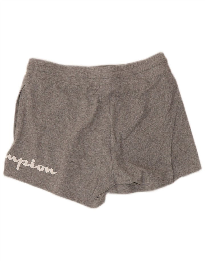 Champion Womens Graphic Sport Shorts UK 12 Medium Grey Cotton