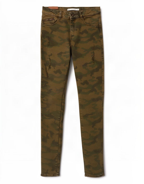 Zara Womens Trafaluc Skinny Jeans EU 38 Pequeno W28 L28 Camuflagem Cáqui
