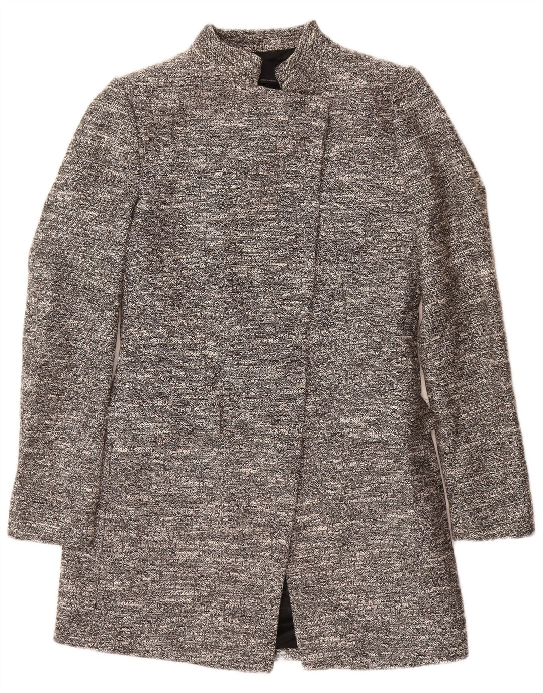 Sobretudo aberto feminino Zara UK 10 pequeno algodão manchado cinza