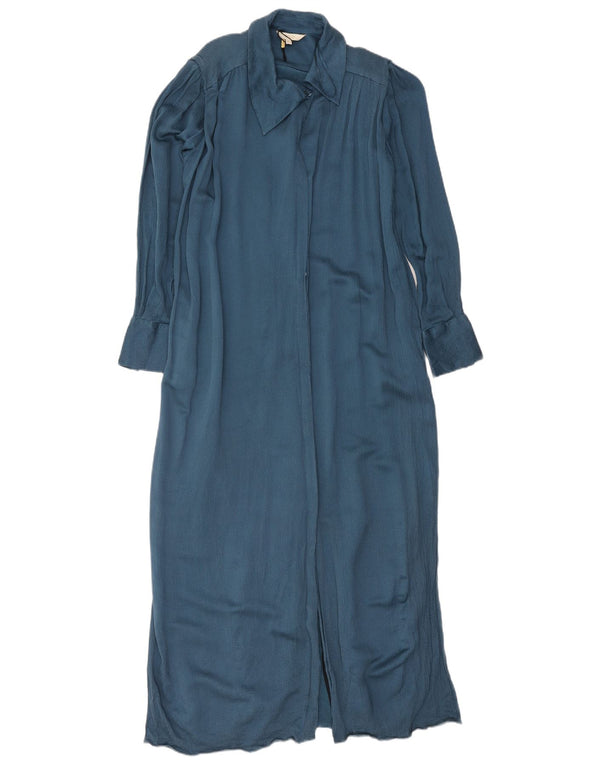 Vestido maxi camisa feminino Massimo Dutti EU 38 médio azul marinho viscose