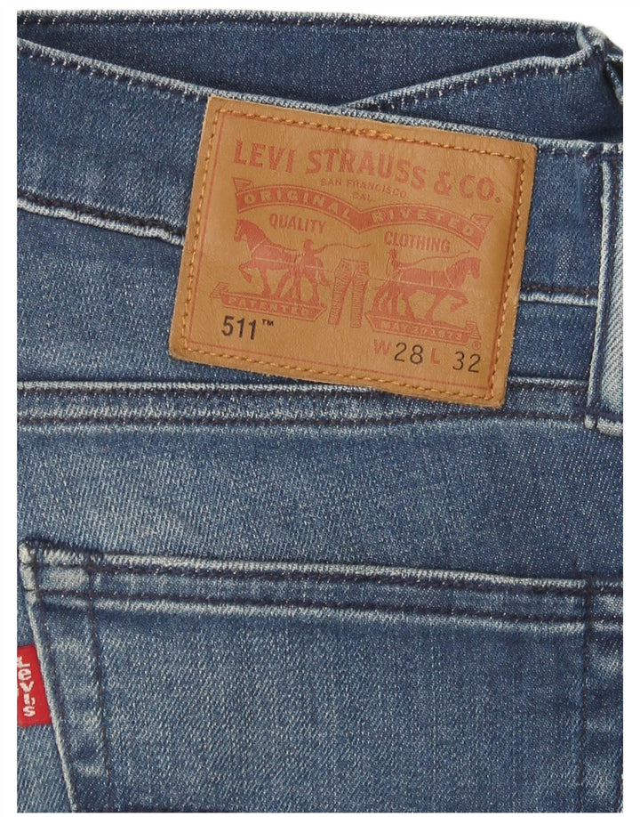 LEVI'S Feminino 511 Slim Jeans W28 L32 Azul Algodão