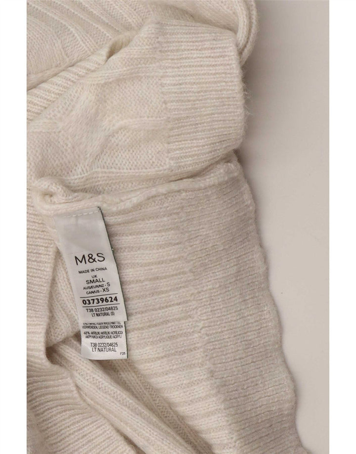 Suéter feminino Marks & Spencer grande com gola canoa Reino Unido 10 pequeno branco