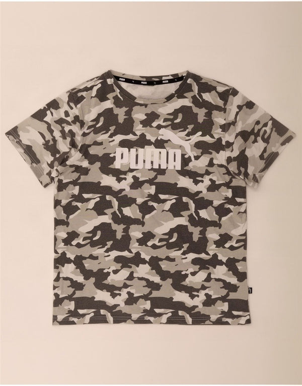 Camiseta masculina Puma Graphic Top grande algodão camuflado cinza