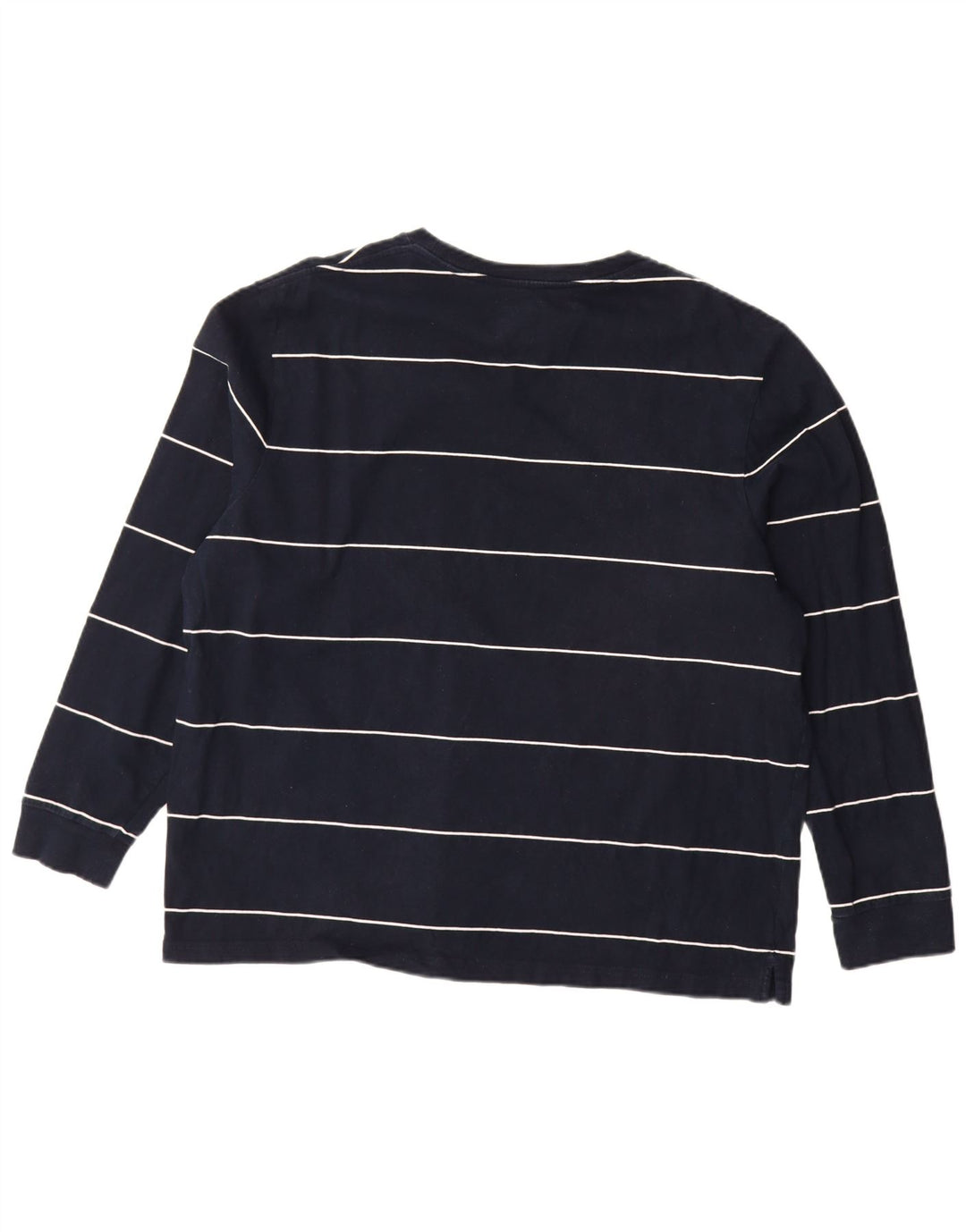 MARKS & SPENCER Top masculino de manga comprida 2XL algodão listrado azul marinho