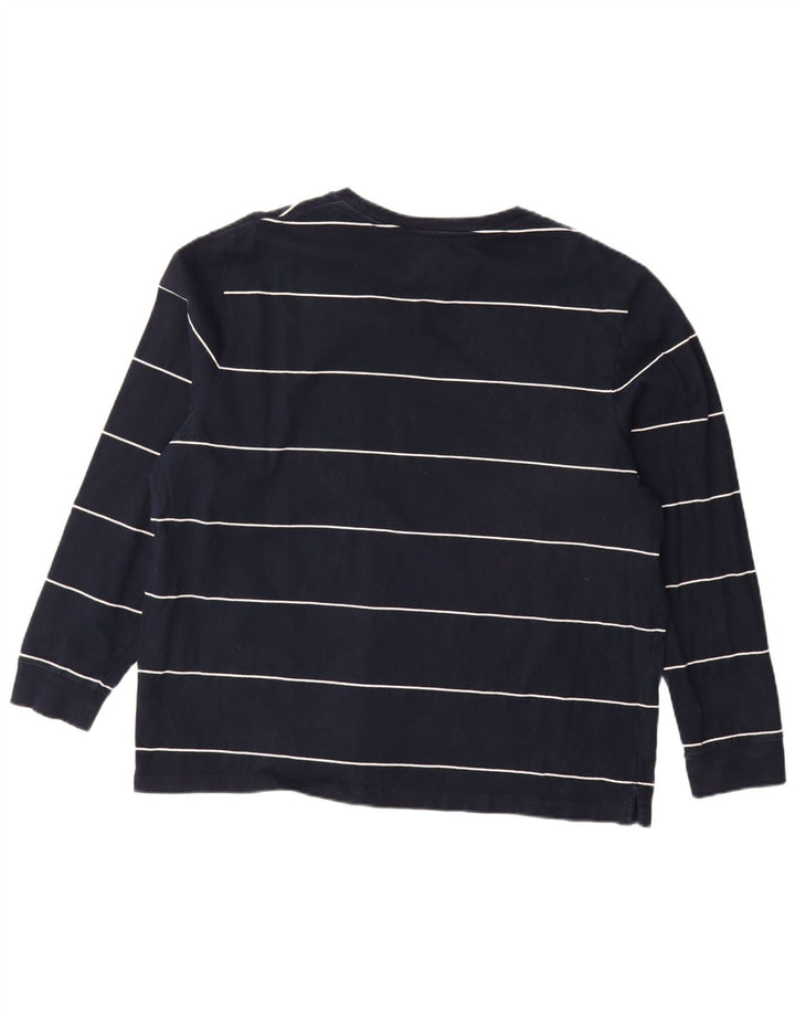 MARKS & SPENCER Top masculino de manga comprida 2XL algodão listrado azul marinho