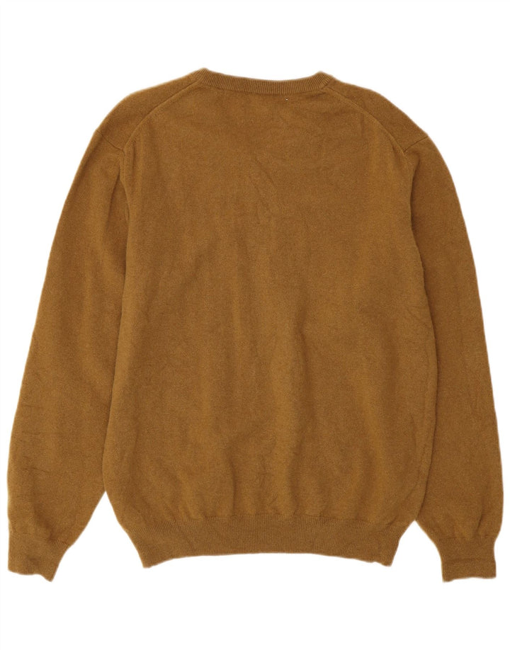 Suéter masculino GANT com decote em V XL lã de cordeiro cáqui