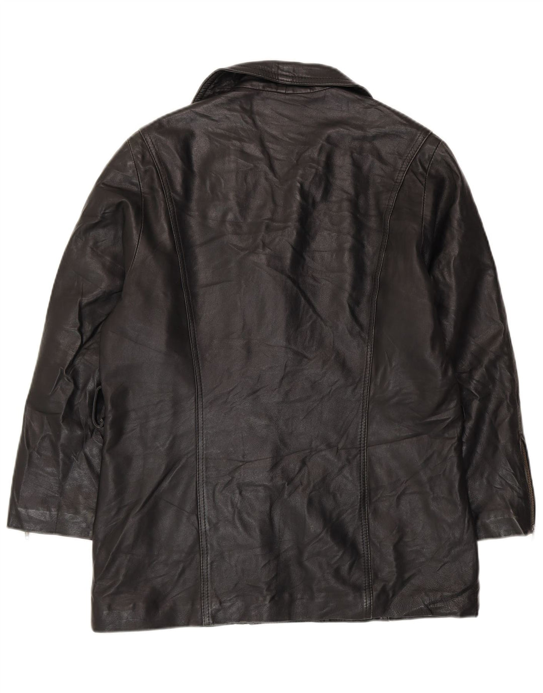 Jaqueta de couro superdimensionada feminina VINTAGE UK 10 pequena preta