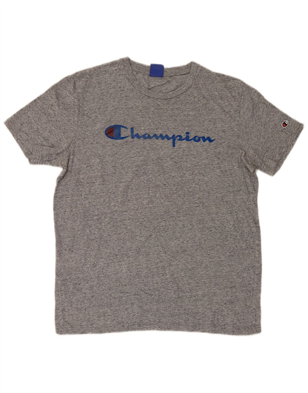 Camiseta masculina estampada Champion grande cinza manchado