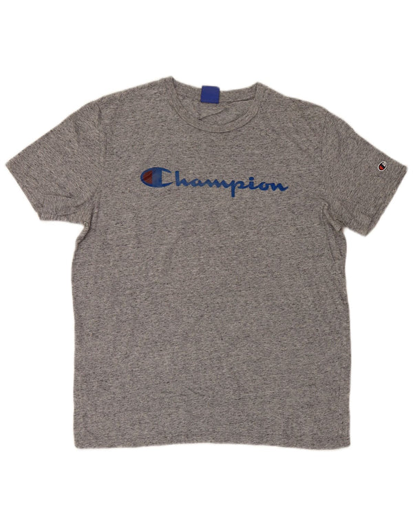 Camiseta masculina estampada Champion grande cinza manchado