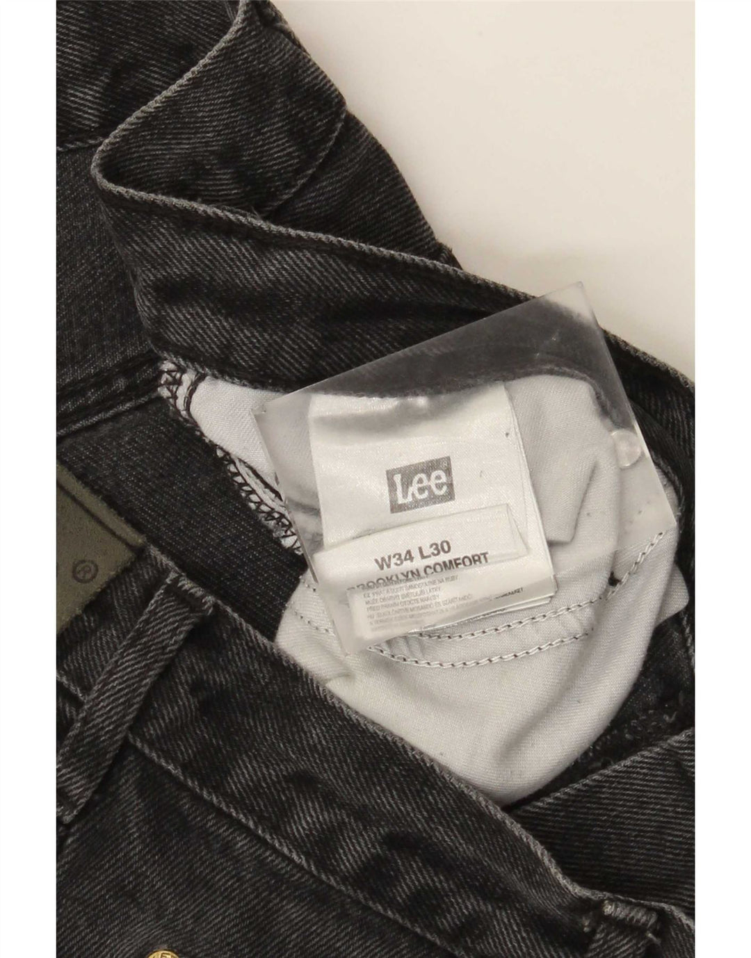 Lee Mens Brooklyn Straight Jeans W34 L30 Algodão Cinza