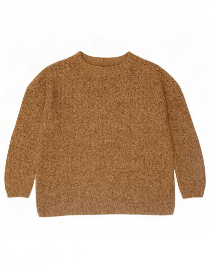Suéter vintage masculino com gola tartaruga grande marrom
