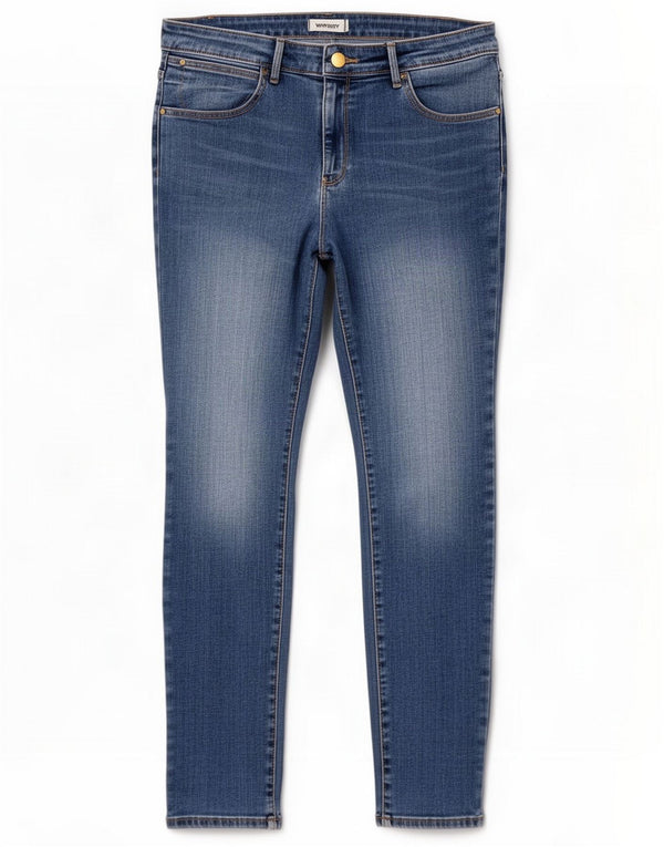 Wrangler Womens Skinny Jeans W34 L29 Algodão Azul