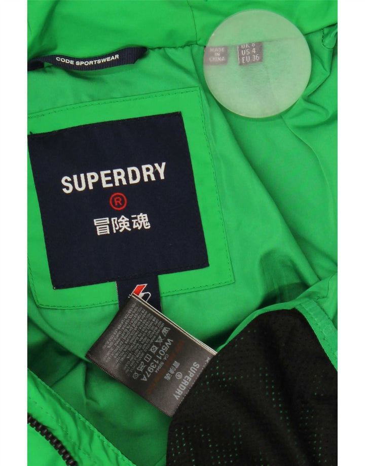 Jaqueta acolchoada com capuz feminina Superdry UK 8 poliéster verde pequeno