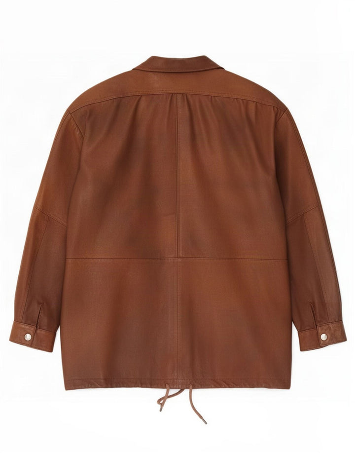 Jaqueta de couro feminina vintage UK 16 grande marrom