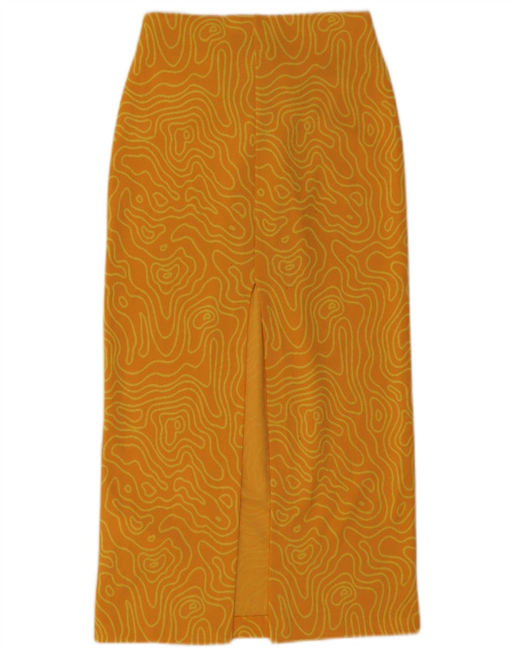 Zara Saia Midi Feminina XS W26 Poliéster Geométrico Amarelo