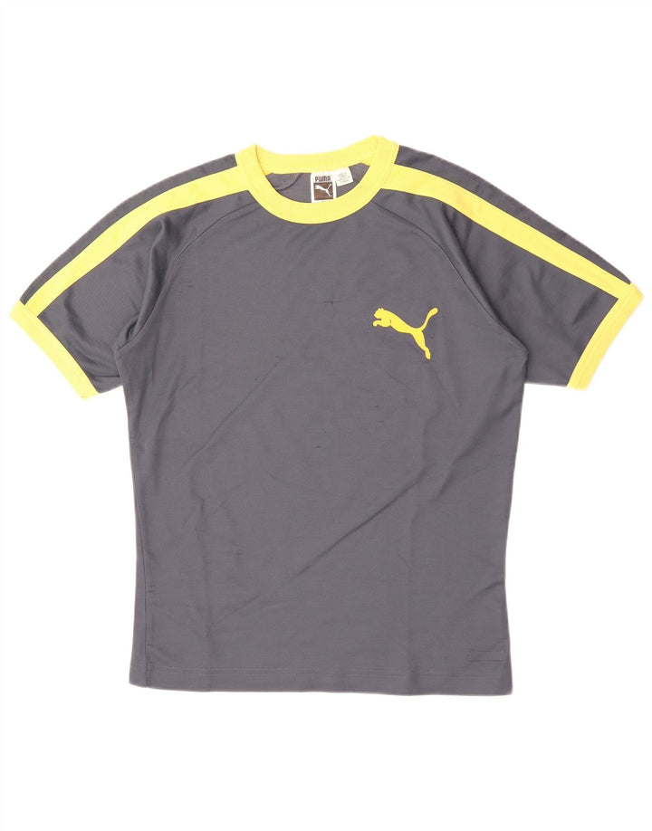 Camiseta masculina PUMA Top cinza médio algodão colorblock