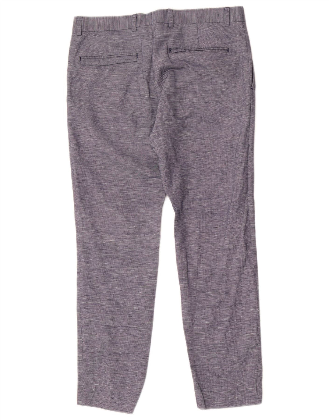 Calça masculina Zara Slim Suit EU 40 Médio W31 L28 Azul Risca de Giz Poliéster