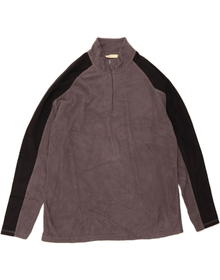 MOUNTAIN WAREHOUSE Mens Zip Neck Fleece Jumper XL Grey Colourblock Vintage Mountain Warehouse and Second-Hand Mountain Warehouse from Messina Hembry 