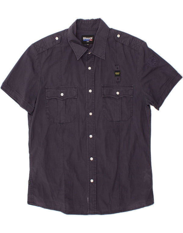 Camisa masculina de manga curta BLAUER 2XL algodão azul marinho