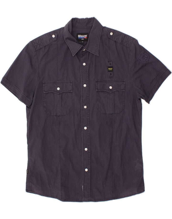 Camisa masculina de manga curta BLAUER 2XL algodão azul marinho