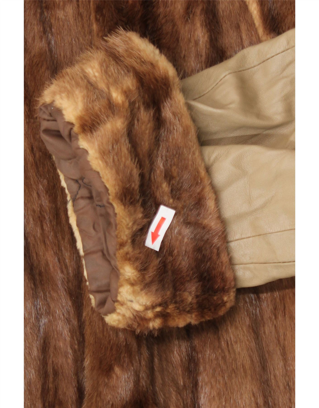 Casaco de couro de pele vintage feminino Reino Unido 16 grande bege