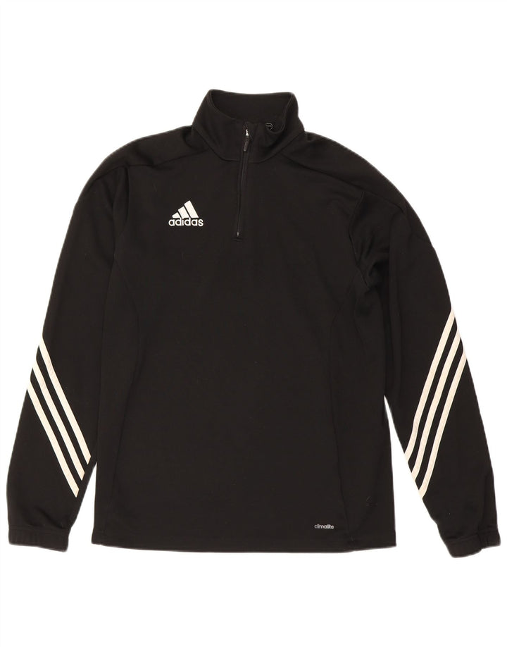 ADIDAS Mens Climalite Zip Neck Pullover Treino Top Médio Preto