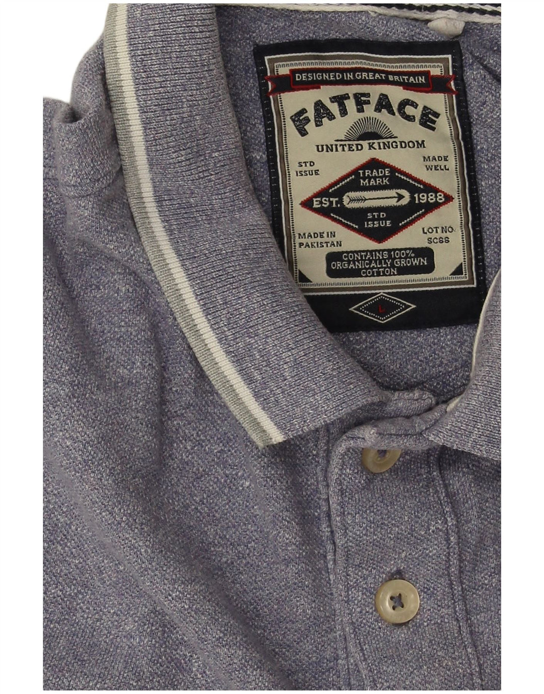Camisa polo masculina Fat Face grande algodão azul