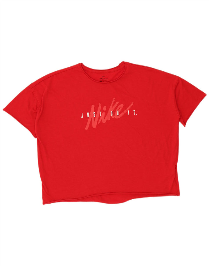 Camiseta Nike Feminina Dri Fit Crop Oversized Graphic Top UK 14 Médio Vermelho