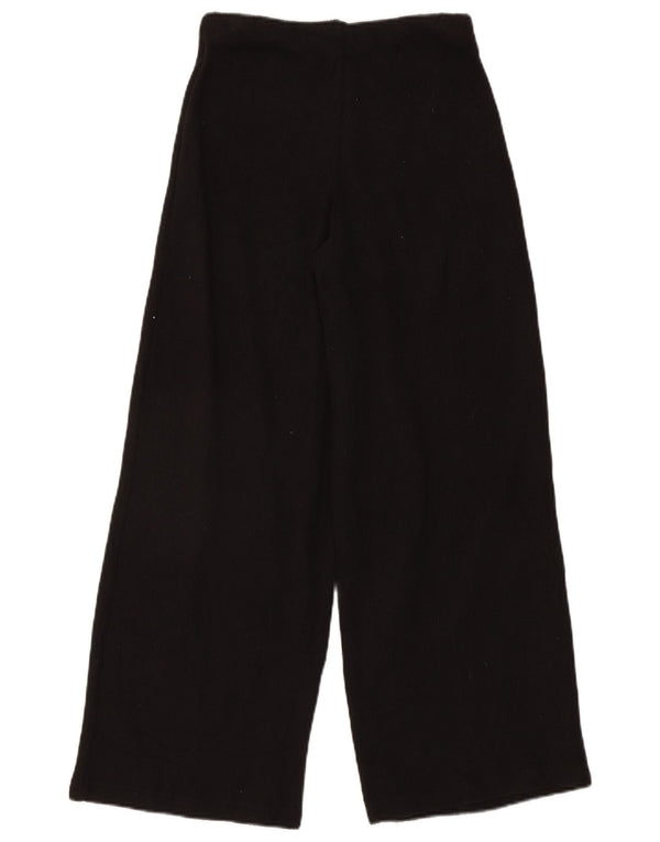 Calça de treino feminina Zara com perna larga Reino Unido 8 poliéster preto pequeno