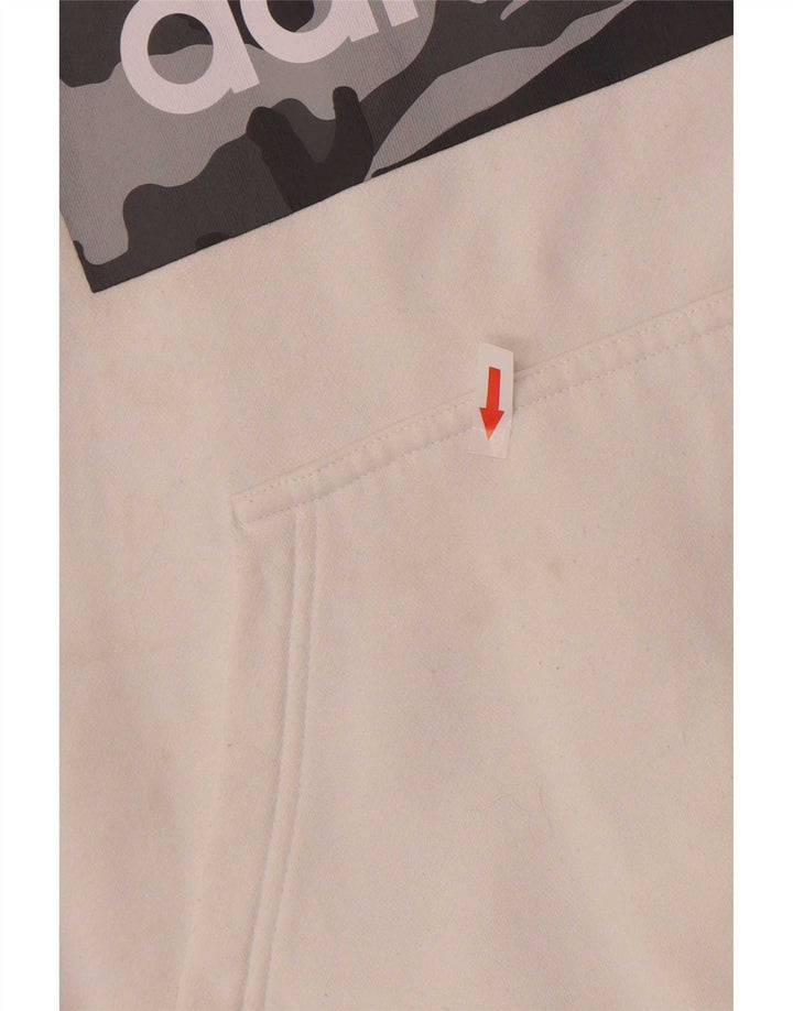 Adidas masculino gráfico regular ajuste moletom com capuz médio algodão branco