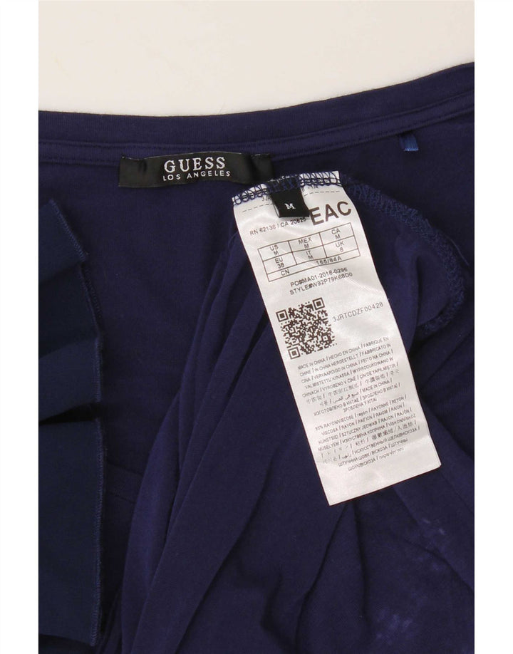 Blusa feminina Guess UK 8 pequena azul marinho colorblock rayon