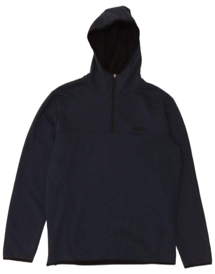 Suéter masculino ELLESSE com capuz e gola com zíper, poliéster azul marinho médio