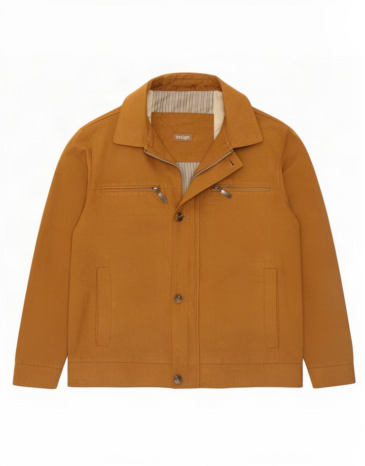 Jaqueta utilitária masculina vintage IT 50 poliéster bege grande