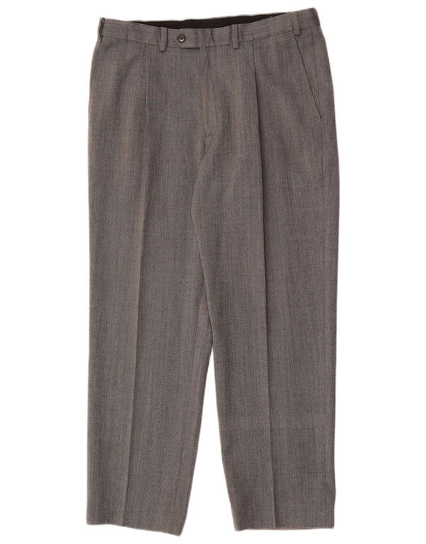 Calça masculina Marks & Spencer Performance Straight Suit W34 L29 Lã Cinza