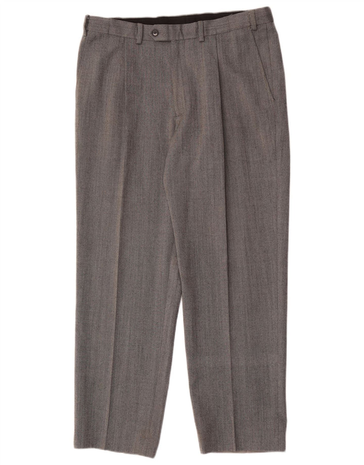 Calça masculina Marks & Spencer Performance Straight Suit W34 L29 Lã Cinza