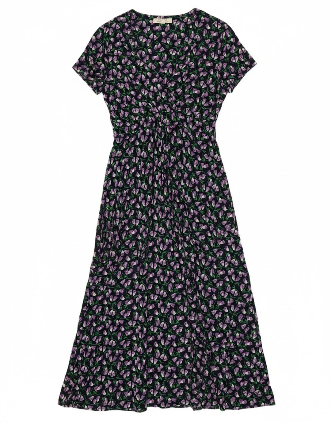 SEASALT Vestido maxi feminino UK 12 algodão floral preto médio